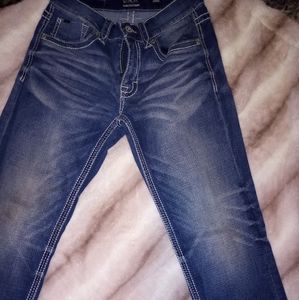 Men's buckle black jeans